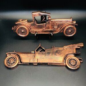1974 Dart Ind. Antique Car Wall Plaques PAIR Vintage Coppercraft Wall Decor